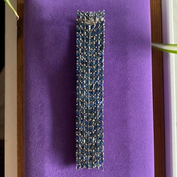 💛 925 Handmade 294 Blue Marquise Sapphire Bracelet - Picture 1 of 9
